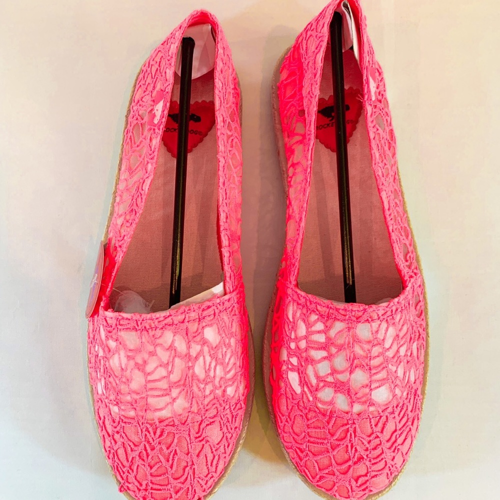 Pink lace espadrilles NWT